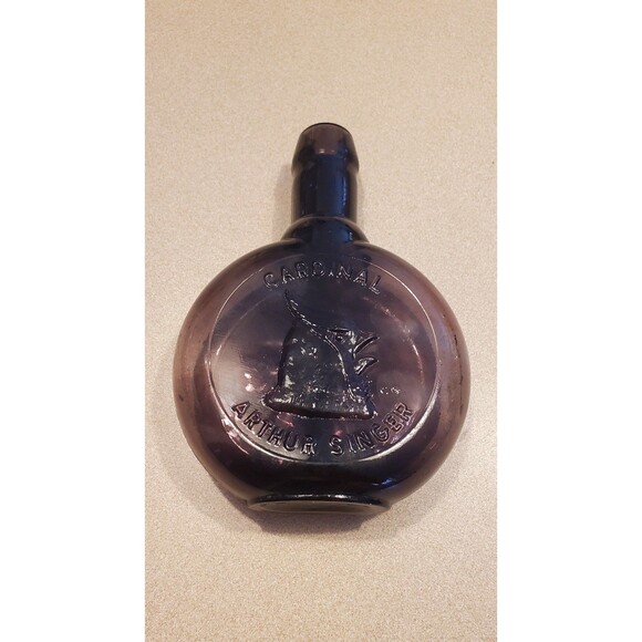 Vintage CLEVENGER BROTHERS purple Glass FLASK bottle Arthur Singer Cardinal - Picture 2 of 7